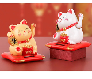 Solar Powered Modern Beckoning Cat <b>Ornament</b> for Home Office Decoration Birthday Gift - Product Image 6