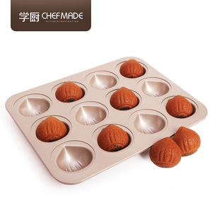 Molde antiadherente de acero al carbono para hornear champán dorado, 12 tazas, molde para pastel de castaño, molde para pastel en forma de castaño - Product Image 3