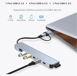 <span class=keywords><strong>Hub</strong></span> <span class=keywords><strong>USB</strong></span> 3.0 7 en 1, station d'accueil de type <span class=keywords><strong>C</strong></span>, séparateur multiport avec charge PD pour ordinateur portable, MacBook, <span class=keywords><strong>Lenovo</strong></span>, adaptateur d'ordinateur - Product Image 2