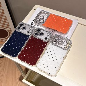 Funda para Teléfono con Diseño de Puntos Ondulados y Lente Decorada con Diamantes, Fabricada con <span class=keywords><strong>IMD</strong></span>, Resistente a Impactos, TPU+PC, para 17 Promax/16/15/14/13, la Mejor Funda para Teléfono - Product Image 2