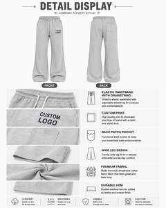 Custom Flare Sweatpants Wide Leg Casual Pants Premium Cotton OEM ODM Manufacturer - Product Image 2