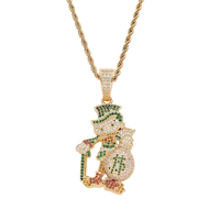 Collier pendentif sac d'argent hip hop en laiton plaqué or véritable avec zircon