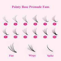Abonnie 0.05 Long Stem Premade Lash Fan 8D 10D 12D Pointy Thin Base Premade Volume Fan Mink Narrow Pre Made Bouquet Eyelash Fans.
