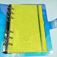 Protège-documents A6 transparent avec pochette zippée, 6 trous, en PVC, avec paillettes, pour classeur à feuilles mobiles, fermeture élastique