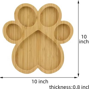 Bandeja de Servir en Forma de Pata de Perro de Bambú de 10 Pulgadas, Tabla de Cortar Multifuncional, Plato para Aperitivos con 5 Ranuras - Product Image 3