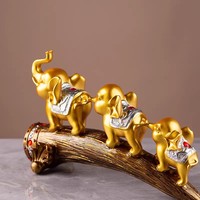 Figurine en résine Éléphant Porte-Bonheur, Sculpture Artistique Créative, Imitation Antique Chinoise, Décoration d'Intérieur pour Salon et Entrée