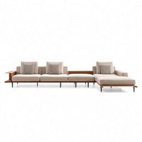 Muebles de Diseño Italiano de Lujo, Sofá Cama en Forma de L de Cuero Genuino Posmoderno para Sala de Estar