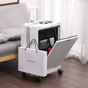 新しいフロントオープニングスーツケース多機能充電トロリーケースカップホルダーアルミフレームスーツケースビジネスボード20インチ - Product Image 2