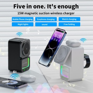 Productos populares Cargador inalámbrico 6 en 1 Altavoz BT con cargador inalámbrico nocturno ligero para reloj de teléfono y auriculares - Product Image 6