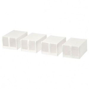 Boîte de rangement pliable moderne et durable en tissu Oxford, organisateur de placard à 4 tiroirs, design minimaliste blanc - Product Image 5