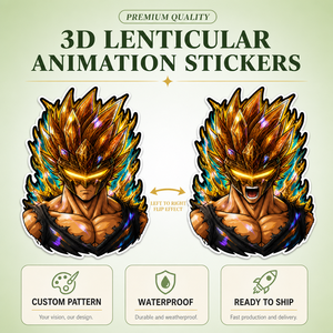 1500 Designs Autocollants 3D Lenticulaires Écologiques en PET Imperméables à Effet Changeant Dessins Animés Son-Goku <span class=keywords><strong>Vegeta</strong></span> Trunks - Product Image 1