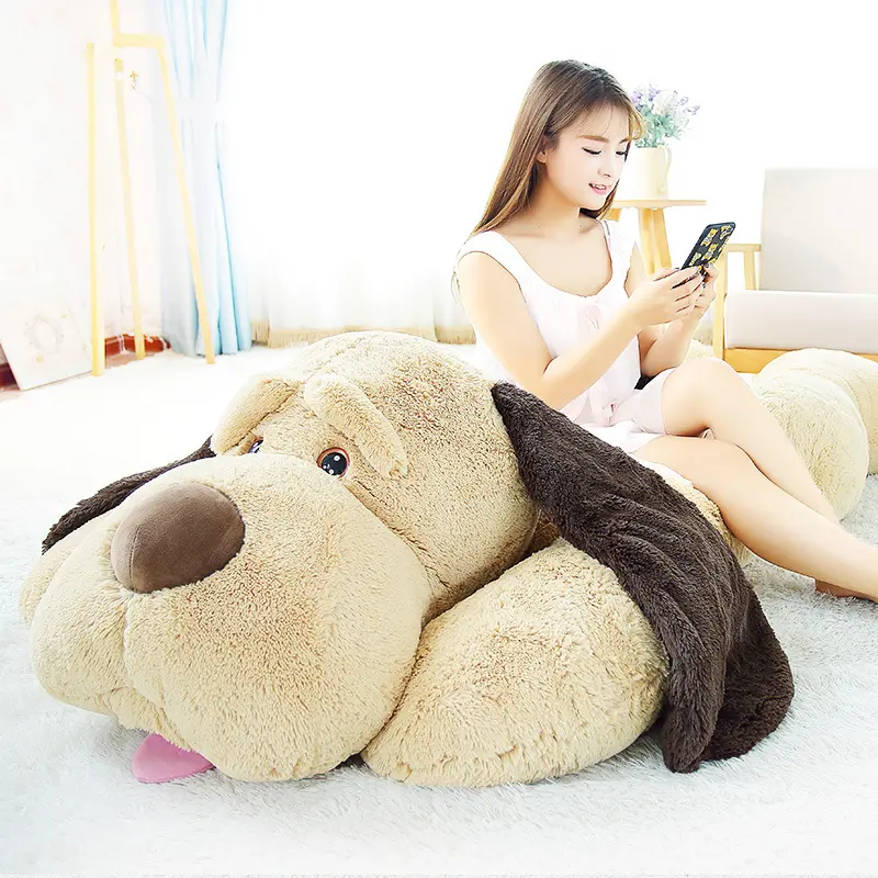 hot sale Stock light brown big Teddy dog plush christmas toy large Fluffy dog pillows soft stuffed Jouets en peluche