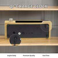 Bambus Retro Digital Holz Wecker Wireless Qi Schnell ladegerät 5W 10W Schreibtisch Tischuhren mit elektronischer Bewegung