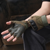 Guantes Deportivos para Hombre, Medios Dedos, con Carcasa de Fibra de Carbono, Resistentes a Cortes y Abrasiones, con Pantalla Táctil, para Artes Marciales y Entrenamiento