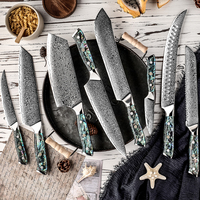 11 pièces poignée en coquille d'ormeau de luxe en acier damas pain professionnel Nakiri Chef ensemble de couteaux de cuisine