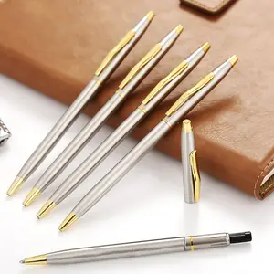 JPS OEM boligrafo 비즈니스 골드 맞춤형 볼펜 얇은 0.5mm 금속 선물 볼펜