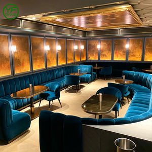 Vente en gros d'usine : Banquette de restaurant de luxe en velours et cuir, avec structure métallique courbée en forme de S, pour bar et restaurant - Product Image 3