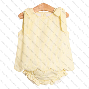 Abiti per Bambine Completamente Foderati in Seersucker a Righe Estive con Bordo Smerlato Vestiti <span class=keywords><strong>da</strong></span> <span class=keywords><strong>Principessa</strong></span> per Bambine - Product Image 5