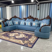 Elegante Wohnzimmer-Sofagarnitur aus Massivholz mit Schnitzereien