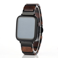 Correa de Acero Inoxidable y Madera Hecha a Mano de 20 mm de Ancho para Relojes Iwatch Series, Gran Venta en Europa y América