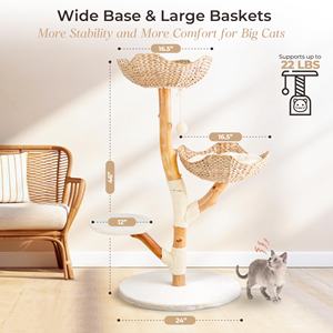Gerçek ahşap Modern kedi ağacı kulesi katı ahşap tırmanma kulesi hasır kınamak kapalı kediler büyük yetişkin kedi tırmalama sütunu yatak lüks - Product Image 2
