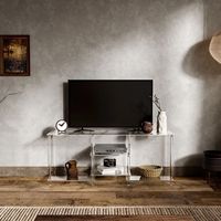 Support TV multifonctionnel en acrylique transparent durable à quatre niveaux, étanche, style moderne minimaliste, rangement audiovisuel pour salon