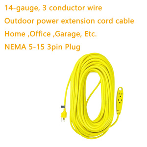 100 chân 3 Outlet Heavy Duty mở rộng dây NEMA 5-15 3pin cắm PVC Áo khoác Nhà thiết bị thắp sáng kết thúc ngoài trời mở rộng dây - Product Image 2