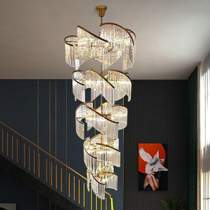 Lustre suspendu de luxe à hauteur réglable pour salon, escalier rotatif, villa, grand lustre américain en cristal long - Product Image 4