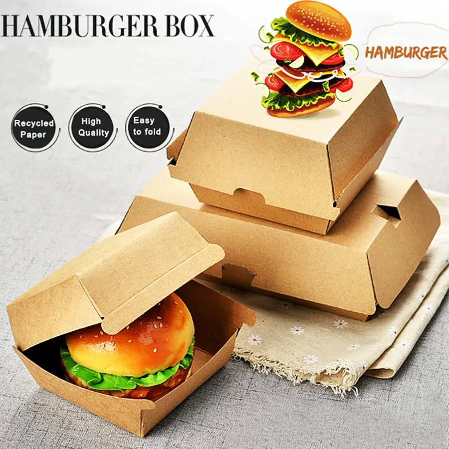 Papier Burger Box Kunden spezifische Einweg-Lebensmittel verpackung Hamburger Box Take Away Box Burger