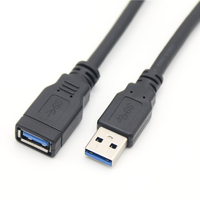 Cable de Extensión de Datos USB 3.0 AM a AF Coaxial/Fibra Óptica Negro Personalizado con Revestimiento de PVC para Micrófono, Altavoz y Monitor (4K)