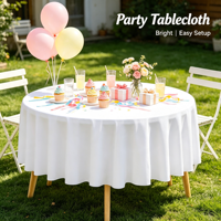 Lot de 10 nappes modernes en plastique blanc, diamètre 84 pouces, jetables, pour pique-niques en extérieur, anniversaires, mariages, célébrations