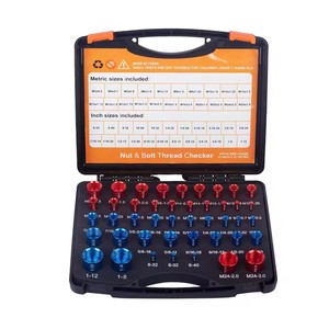 Jeu de 44 pièces d'outils de mesure de filetage (écrous et boulons) <span class=keywords><strong>en</strong></span> aluminium, jauges de filetage rouge et bleu, pour mesures métriques et impériales - Product Image 6