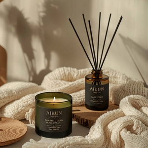 Diffuseur de parfum en rotin naturel de qualité supérieure fait à la main AIKUN, ensemble de bougies parfumées en verre pour hôtel et salle de bain - Product Image 1