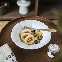 Japanse bloemvormige gekartelde aardewerk bord vintage klein dessertbord voor fruit snacks thuis dineren magnetron vaatwasserbestendig