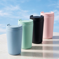 Gobelet isotherme en acier inoxydable de couleur unie, design classique, avec couvercle rabattable, pour le bureau, idéal pour les cadeaux d'affaires