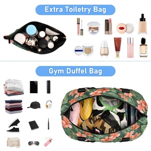 Hawaiian Lifestyle Custom Tropical Flower Design Travel Foldable Bags Lightweight Large Sport Duffel Bag With Makeup Pouch - Product Image 4