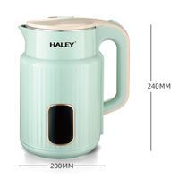 Bouilloire électrique HALEY 2,5 L en acier inoxydable 304, design rayé, ébullition rapide, arrêt automatique, vert menthe, usage hôtelier et domestique, portable