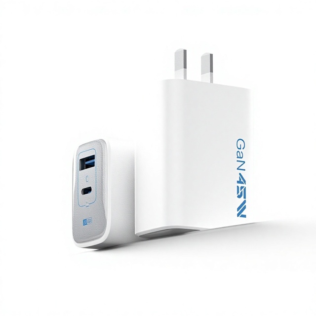 45W GaN Charger with USB-C/USB-A Ports Supports Fast Charging for Phones Tablets Laptops National Standard Socket