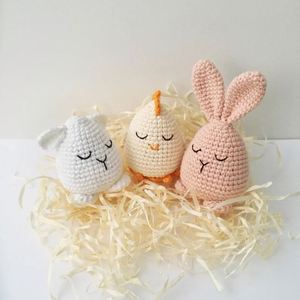 Fatto a mano pasqua <span class=keywords><strong>Amigurumi</strong></span> uncinetto cotone carino Super morbido coniglio farcito di pollo orsacchiotto Milkpp grande Idea regalo PP all'ingrosso - Product Image 2