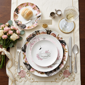 Juego <span class=keywords><strong>de</strong></span> Vajilla <span class=keywords><strong>de</strong></span> Cerámica Rosa Cisne <span class=keywords><strong>Ballet</strong></span> al por Mayor, Platos <span class=keywords><strong>de</strong></span> Porcelana Fina <span class=keywords><strong>de</strong></span> Varias Formas, Tazas <span class=keywords><strong>de</strong></span> Té y Café con Platillo, Set <span class=keywords><strong>de</strong></span> Vajilla - Product Image 1