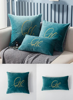 Nouveau Style Housse de Coussin Décorative Carrée en Velours Personnalisée pour Canapé, Taies d'Oreiller Brodées à l'Anglaise