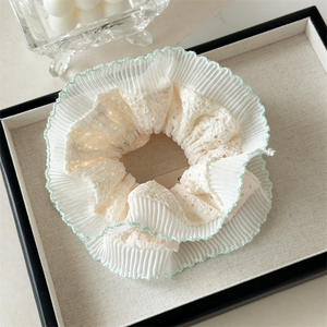 Coletero de encaje francés extragrande para mujer, banda para el pelo de tela de doble capa extra gruesa con lazo, accesorios - Product Image 6