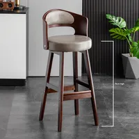 Tabouret de bar en bois massif de luxe minimaliste moderne avec dossier pour la cuisine et la maison Tabouret haut commercial