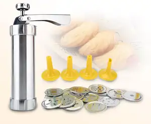 DD2380 mesin pembuat biskuit Kit tekan kue cetakan pistol DIY Pastry Extruder nozel dekorasi Spritz pipa tekan kue