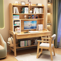Escritorio Ergonómico de Madera Sólida para Computadora con Gestión de Cables Integrada y Altura Ajustable para Oficina en Casa
