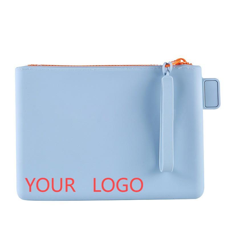 Embossed Silicone Toiletry & Makeup Pouch with Jelly Strap – Custom