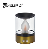 Lampe de table d'ambiance GUPO 3.5W CRI92Ra décorative, rechargeable par Type-C, avec abat-jour en verre intégré, bougie LED sans flamme