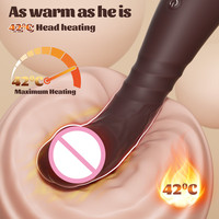 10 Modi 3 Kaffee-Farben Teleskopischer Realistischer Silikon-Stoßvibrator Beheizter Silikon-Dildo Sexspielzeug für Frauen
