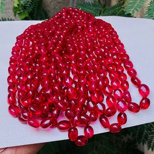 Cuentas de Corindón Rubí de Calidad AAAA+ Nuevas, Extremadamente Hermosas, Forma Ovalada, Cuentas Ovaladas Lisas, Cuentas de Piedras Preciosas de Rubí para la Fabricación de Joyas - Product Image 1