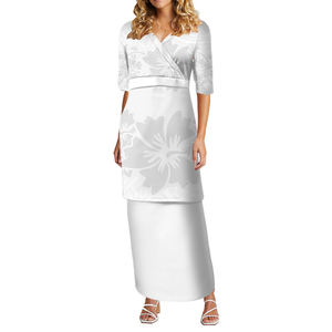 ชุดสองชิ้นเสื้อและกระโปรงชุดสองชิ้น Samoan Puletasi Puleta ชุดสีขาวซันเดย์ - Product Image 3